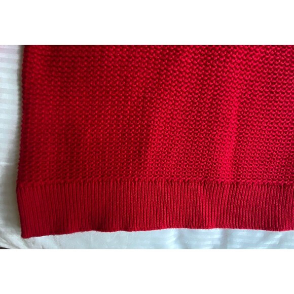 NWT Ann Taylor LOFT Textured Crewneck Sweater 100% Cotton Red XXL Button Cuff - Picture 7 of 9